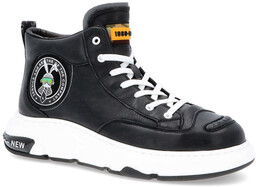 Skórzane sneakersy męskie - JOHN DOUBARE 23Q9217 CZARNE