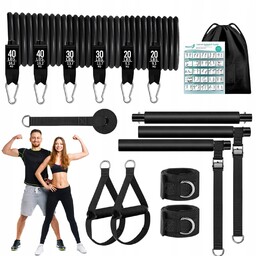 Kij Drążek Treningowy Do Pilatesu Fitness Z Gumami