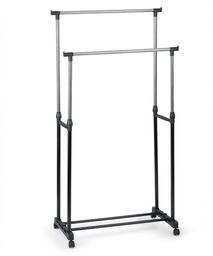 Wieszak stojący na kółkach, Massido, 78x43x154 cm, czarny,