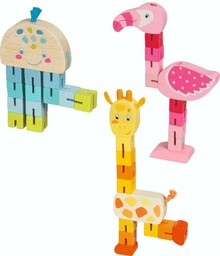 Elastyczne klocki Zwierzęta żyrafa, flaming, ośmiornica 57372-Goki, układanki