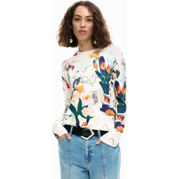 Cienki sweter w rośliny