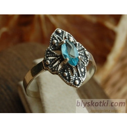 GLORIA - srebrny pierścionek z akwamarynem