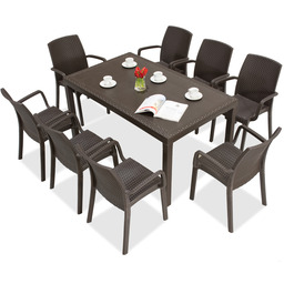 Brązowe meble z technorattanu Houston/Indiana dla 8 osób