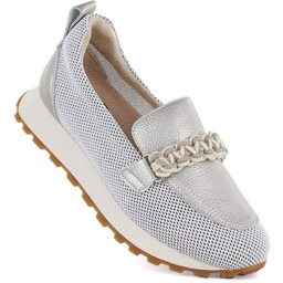 Skórzane półbuty damskie sportowe lordsy złote Cambell 19392