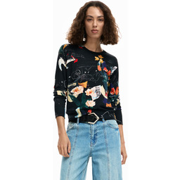 Cienki sweter w rośliny