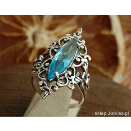 ANASTAZJA - srebrny pierścionek z akwamarynem