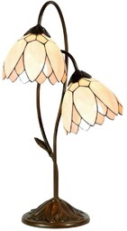 Clayre&Eef Lampa stołowa tiffany LILIANA, brązowy / rdzawy,