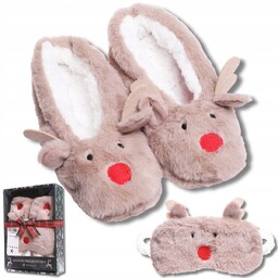 CIEPŁE KAPCIE DAMSKIE I OPASKA NA OCZY BAMBOSZE