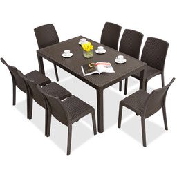 Zestaw mebli ogrodowych technorattan Houston/Virginia brązowe dla 8
