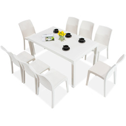 Zestaw mebli ogrodowych Houston/Virginia biały dla 8 osób