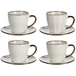 Filiżanki ze spodkiem ceramiczne 190 ml 4 szt.