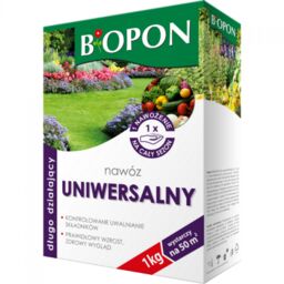 Dwufazowy nawóz uniwersalny Biopon 1 kg długodziałający, nawożenie