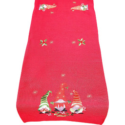 Bieżnik bożonarodzeniowy prostokątny z haftem w skrzaty OS-301-C