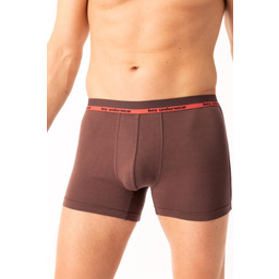 Bokserki męskie bambusowe gładkie z zewnętrzną gumą brązowe