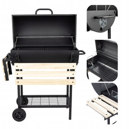 Grill Węglowy Ogrodowy Pokrywa Ruszt Chromowany Velio Oya