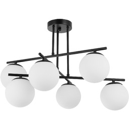 LAMPA SUFITOWA WISZĄCA ŻYRANDOL NOWOCZESNA CZARNA BIAŁE KULE