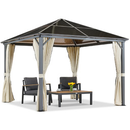 Altana ogrodowa Milos 3x3m z kremowymi zasłonami Garden