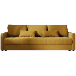 Elior Musztardowa rozkładana sofa welurowa z pojemnikiem D9-A56
