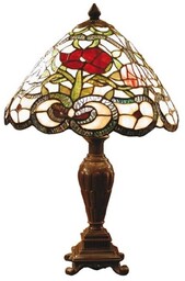 Clayre&Eef Lampa stołowa tiffany FLORA, multikolor, salon /