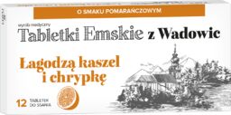 Tabletki Emskie z Wadowic, smak pomarańczowy, 12 pastylek