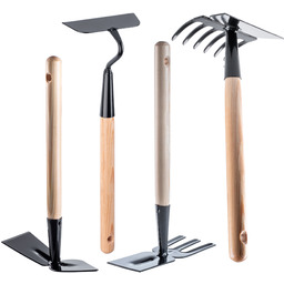 Zestaw narzędzi ogrodowych: motyczka, motyczka sercówka, motyczka prosta,