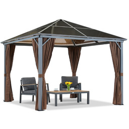 Altana ogrodowa Milos 3x3m z brązowymi zasłonami Garden