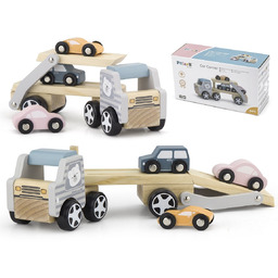 VIGA PolarB Drewniana laweta z samochodzikami Montessori