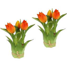 Sztuczne tulipany, 18 cm, zestaw 2 sztuk, jedwabne
