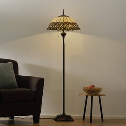 Clayre&Eef Lampa stojąca tiffany FRIDA, brązowy / rdzawy,