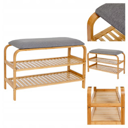 Szafka na Buty z Siedziskiem Bambusowa Półka