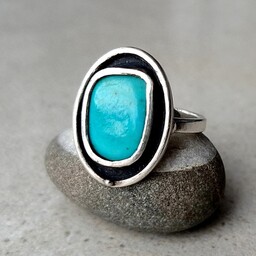 Pakamera Oval srebrny pierścionek z turkusem