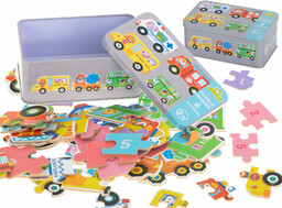 Puzzle układanka w puszce dla dzieci pojazdy 30
