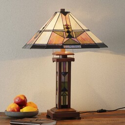 Clayre&Eef Lampa stołowa tiffany LEONDRA, multikolor, salon /