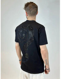 T-shirt z czarnymi cekinami - czarny L