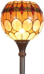 Clayre&Eef Lampa stojąca tiffany NILEY, żółty / pomarańczowy,
