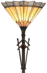 Clayre&Eef Lampa stojąca tiffany ULIANA, brązowy / mosiężny,