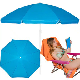 Parasol Plażowy Łamany Wbijany Niebieski 200cm