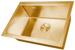 Złoty zlewozmywak kuchenny podwieszany do szafki 60 cm