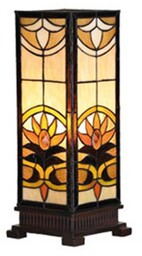 Clayre&Eef Lampa stołowa tiffany SINA, brązowy / rdzawy,