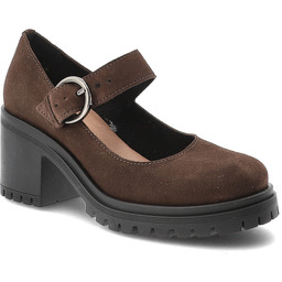 Armodo Czekoladowe Półbuty Skórzane Obuwie Damskie Na Obcasie