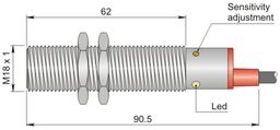 Czujnik pojemnościowy Fi 18 mm SC18SM-C5 NPN NO+NC