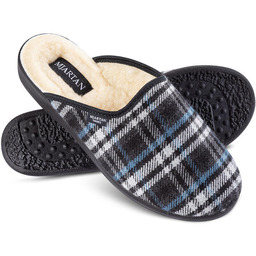 Decodoma Męskie ocieplane domowe pantofle w kratkę