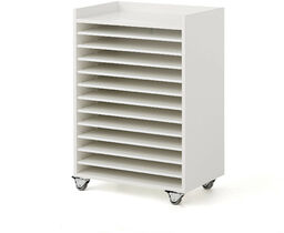 Mobilny regał na prace plastyczne, 650x420x900 mm, biały
