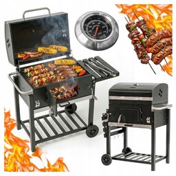 Grill Węglowy ogrodowy Duży XL z pokrywą Termometrem