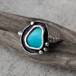 Pakamera Blue dot srebrny pierścionek z turkusem