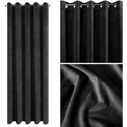 Zasłona 140 x 250 Gotowa Dekoracyjna Villa1 Czarna
