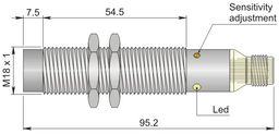 Czujnik pojemnościowy Fi 18 mm SC18SM-CE10 NPN NO+NC