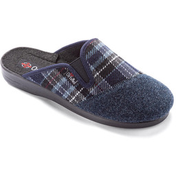 Decodoma Męskie pantofle domowe OrtoMed niebieskie w kratkę