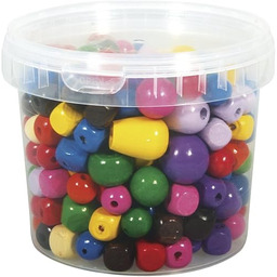 RAYHER 1209700 koraliki drewniane kolorowe, 16-25 mm średnicy,