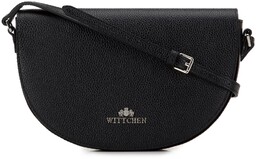 Damska saddle bag z groszkowanej skóry czarno-srebrna